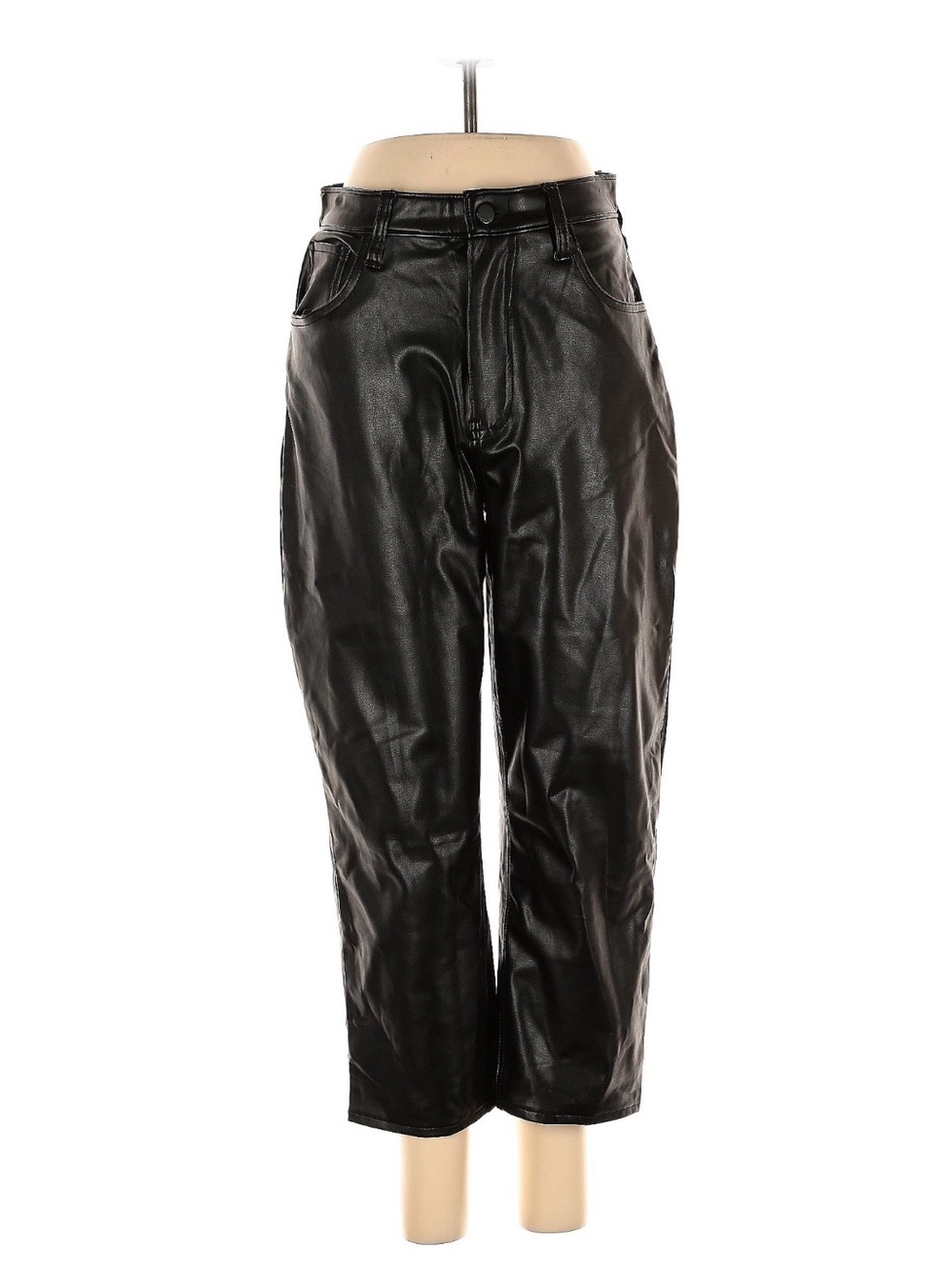 Abercrombie & Fitch Black Ultra High Rise Ankle Straight Faux Leather Pants